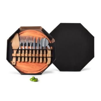 Kit Pizza Personalizado Madeira / Inox / Bambu 11 Peças SMPD-10353 Brinde Personalizado