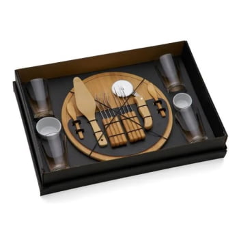 Kit Pizza Personalizado Madeira / Inox / Bambu 19 Peças SMKT-9019X Brindes Personalizados