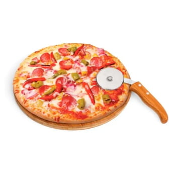 Kit Pizza Personalizado Madeira / Inox / Bambu 2 Peças SMPD-11123 Brindes Personalizados