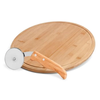 Kit Pizza Personalizado Madeira / Inox / Bambu 2 Peças SMPD-11123 Brindes Personalizados