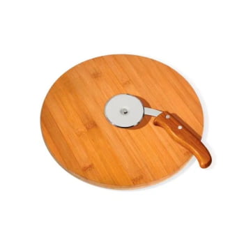 Kit Pizza Personalizado Madeira / Inox / Bambu 2 Peças SMPD-11123 Brindes Personalizados