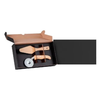 Kit Pizza Personalizado Madeira / Inox / Bambu 2 Peças SMUD-07593 Brindes Personalizados