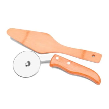 Kit Pizza Personalizado Madeira / Inox / Bambu 2 Peças SMUD-07593 Brindes Personalizados