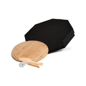 Kit Pizza Personalizado Madeira / Inox / Bambu 3 Peças SMPD-10333 Brindes Personalizados