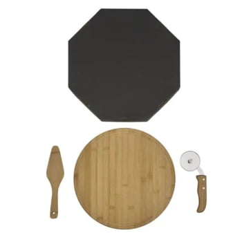 Kit Pizza Personalizado Madeira / Inox / Bambu 3 Peças SMPD-10333 Brindes Personalizados