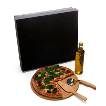 Kit Pizza Personalizado Madeira / Inox / Bambu 4 Peças SMKT-90169 Brinde Personalizado