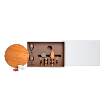 Kit Pizza Personalizado Madeira / Inox / Bambu 9 Peças SMKT-90002-BCO Brinde Personalizado