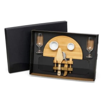 Kit Pizza Personalizado Madeira / Inox / Bambu 9 Peças SMKT-9021P Brinde Personalizado