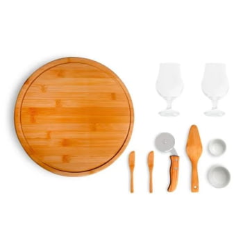 Kit Pizza Personalizado Madeira / Inox / Bambu 9 Peças SMKT-9035A Brindes Personalizados