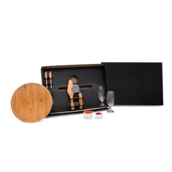 Kit Pizza Personalizado Madeira / Inox / Bambu 9 Peças SMKT-9038Z Brinde Personalizado
