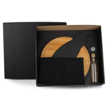 Kit Pizza Personalizado Vidro / Bambu 5 Peças SMKT-9032G Brindes Personalizados