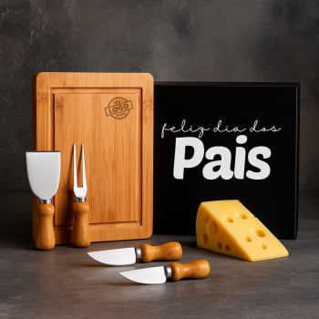 Brinde Presente Dia dos Pais Personalizado 5 Peças Bambu / Inox SMPD-47043-PAI
