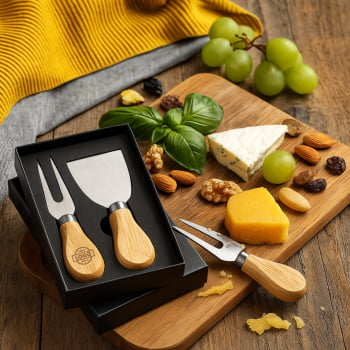 Brinde Presente Dia dos Pais Personalizado Kit Queijo com Caixa 2 Peças X06221-PAI