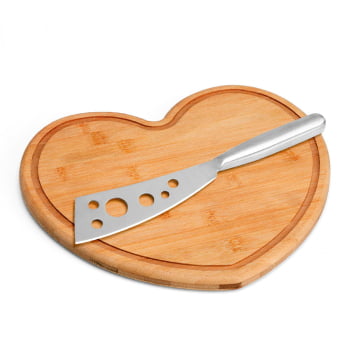 Kit Queijo Personalizado 2 Peças Bambu / Inox SMPD-42283 Brindes Personalizados