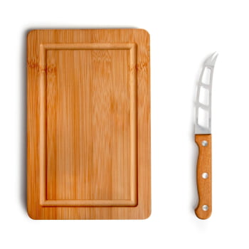 Kit Queijo Personalizado 2 Peças Bambu / Madeira / Inox SMPD-47073 Brinde Personalizado