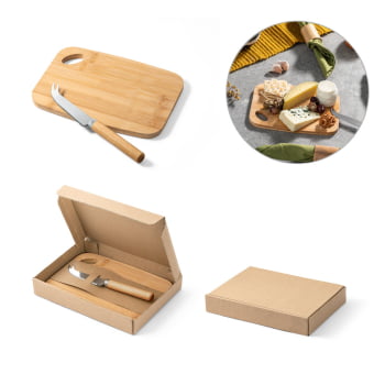 Kit Queijo Personalizado 2 Peças Caixa Kraft SP94028 Brindes Personalizados