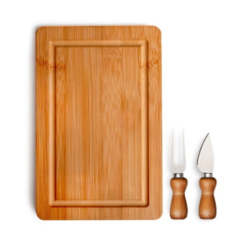 Kit Queijo Personalizado 3 Peças Bambu / Inox SMPD-47023 Brinde Personalizado