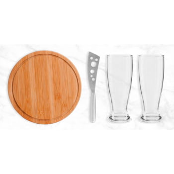 Kit Queijo Personalizado 4 Peças  SMKT-90010 Brinde Personalizado
