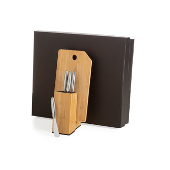 Kit Queijo Personalizado 5 Peças Bambu / Inox SMKT-90162 Brinde Personalizado