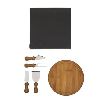 Kit Queijo Personalizado 5 Peças Bambu / Madeira / Inox SMPD-15043 Brindes Personalizados