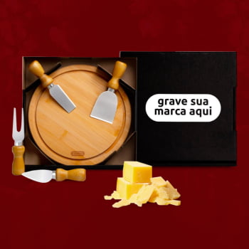Kit Queijo Personalizado 5 Peças Bambu / Madeira / Inox SMPD-15043 Brindes Personalizados