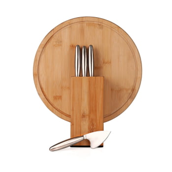 Kit Queijo Personalizado 6 Peças Bambu / Inox SMKT-90161 Brindes Personalizados