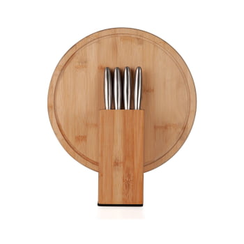 Kit Queijo Personalizado 6 Peças Bambu / Inox SMKT-90161 Brindes Personalizados
