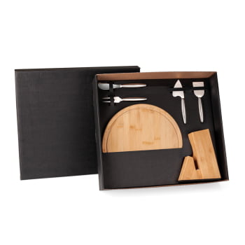 Kit Queijo Personalizado 6 Peças Bambu / Inox SMKT-90161 Brindes Personalizados