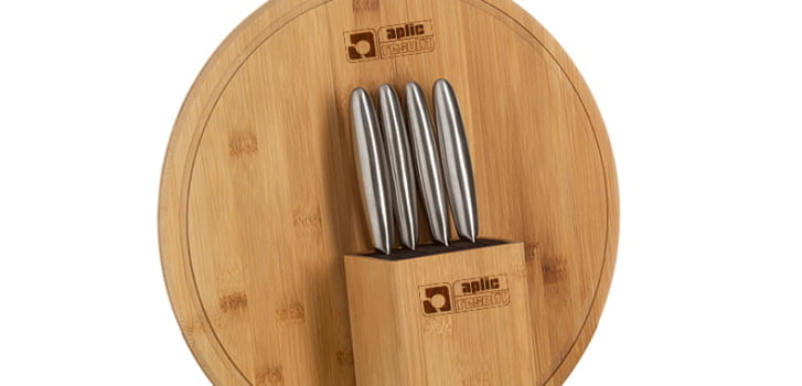 Kit Queijo Personalizado 6 Peças Bambu / Inox SMKT-90161 Brindes Personalizados