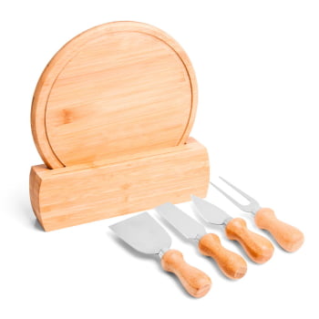 Kit Queijo Personalizado 6 Peças Bambu / Madeira / Inox Córdoba SMPD-15143 Brinde Personalizado