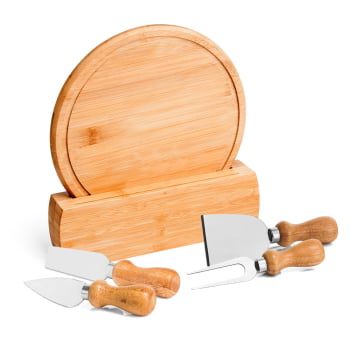 Kit Queijo Personalizado 6 Peças Bambu / Madeira / Inox Córdoba SMPD-15143 Brinde Personalizado