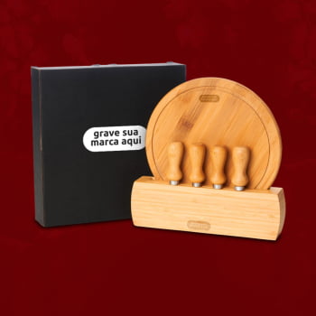 Kit Queijo Personalizado 6 Peças Bambu / Madeira / Inox Córdoba SMPD-15143 Brinde Personalizado