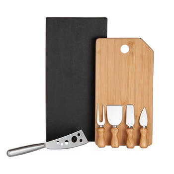 Kit Queijo Personalizado 6 Peças Bambu / Madeira  SMKT-90023 Brinde Personalizado