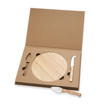 Kit Queijo Personalizado com Caixa 3 Peças X08222 Brinde Personalizado