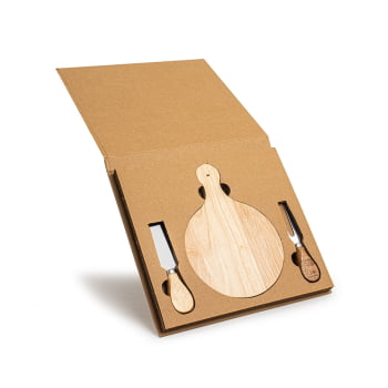 Kit Queijo Personalizado com Caixa 3 Peças X18629 Brinde Personalizado
