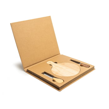 Kit Queijo Personalizado com Caixa 3 Peças X18629 Brinde Personalizado