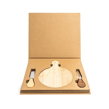 Kit Queijo Personalizado com Caixa 3 Peças X18629 Brinde Personalizado