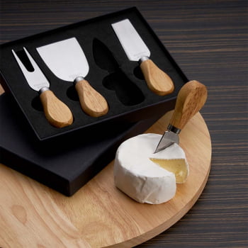 Kit Queijo Personalizado com Caixa 4 Peças X06222 Brinde Personalizado