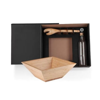 Kit Salada Personalizado Bambu / Vidro 2 Peças SMKT-90168 Brindes Personalizados