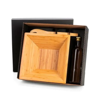 Kit Salada Personalizado Bambu / Vidro 2 Peças SMKT-90168 Brindes Personalizados