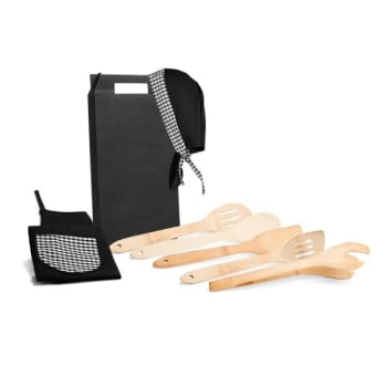 Kit Utensílios Personalizado Bambu 8 Peças SMKT-00303 Brindes Personalizados