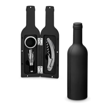 Kit Vinho Personalizado 3 Peças Saca Rolhas, Gargantilha e Salva Gotas SP94197 Brinde Personalizado