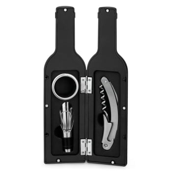 Kit Vinho Personalizado 3 Peças Saca Rolhas, Gargantilha e Salva Gotas SP94197 Brinde Personalizado