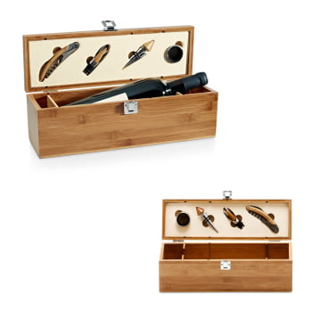 Kit Vinho Personalizado 4 Peças Saca Rolhas, Gargantilha, Salva Gotas e Rolha Metal SP94189 Brindes Personalizados