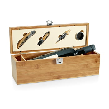 Kit Vinho Personalizado 4 Peças Saca Rolhas, Gargantilha, Salva Gotas e Rolha Metal SP94189 Brindes Personalizados