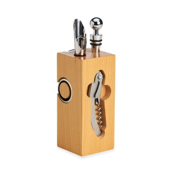Kit Vinho Personalizado Saca Rolha Bico Condutor 2 Wine Collar Cortador de Lacre Termômetro Bico Condutor 6 Peças X14579