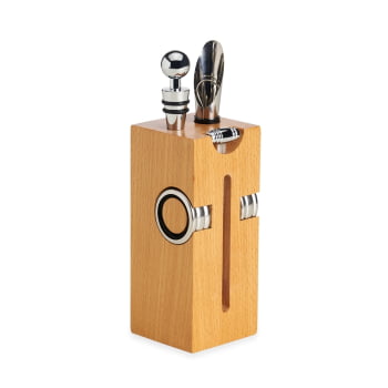 Kit Vinho Personalizado Saca Rolha Bico Condutor 2 Wine Collar Cortador de Lacre Termômetro Bico Condutor 6 Peças X14579