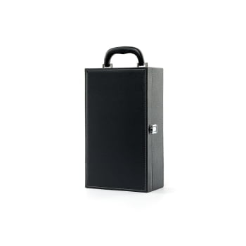 Kit Vinho Personalizado Saca Rolha Bico Condutor Cortador de Lacre Wine Collar Maleta Couro 2 Garrafas X03494 Brindes Pe