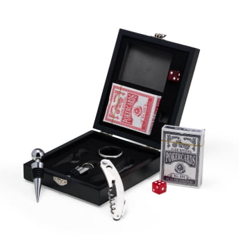Kit Vinho Personalizado Saca Rolha Bico Condutor Wine Collar Tampa de Bico Jogo Baralho X08128 Brindes Personalizados