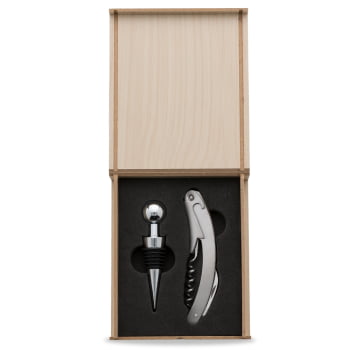 Kit Vinho Personalizado Saca Rolha e Tampa de Bico 2 Peças X13102 Brinde Personalizado